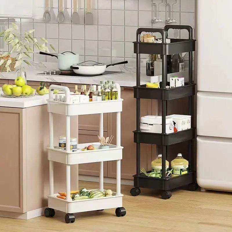 5-Tier Kitchen Storage Shelf – Freestanding Rolling Trolley Rack for Pantry, Snacks & Produce