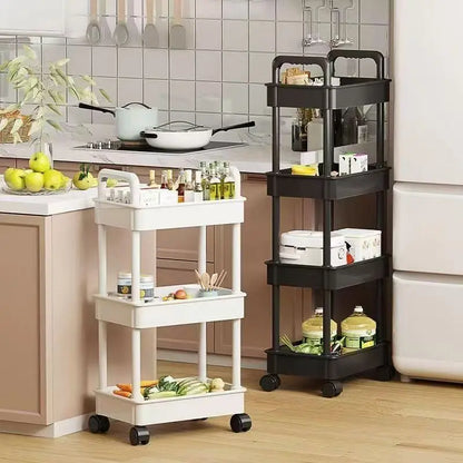 5-Tier Kitchen Storage Shelf – Freestanding Rolling Trolley Rack for Pantry, Snacks & Produce