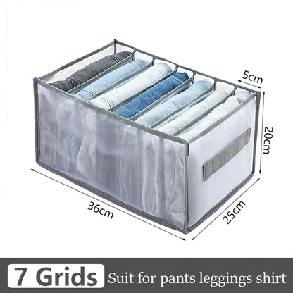 Foldable Clothing Drawer Organizer – Multi-Grid Nylon Storage Box for Jeans, Socks, Bras & Ties