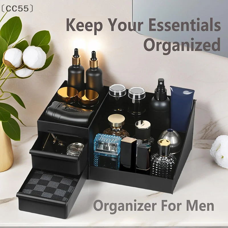 Cologne Organizer For Men – Bathroom Countertop Organizer with Drawers & 7 Compartments