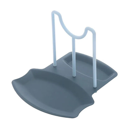 Countertop Pot Lid & Pan Organizer Rack – No-Drill Drying Stand with Spoon Rest