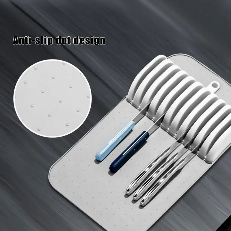 Non-Slip Knife Drawer Organizer Mat – 5 or 11 Slot Kitchen Knife Holder