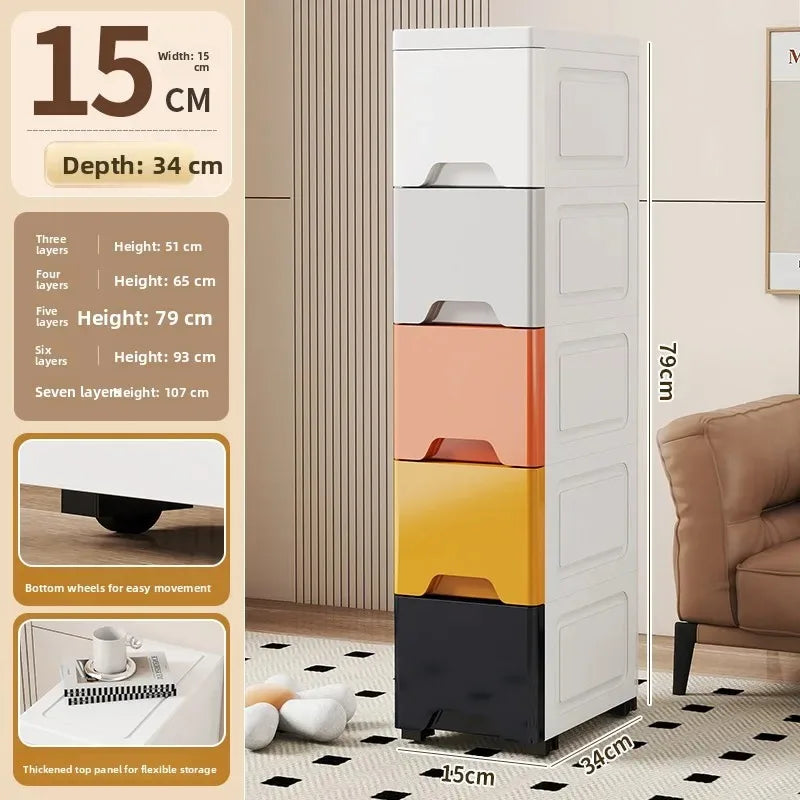 Narrow Stackable Storage Bin – Slim PP Organizer for Kitchen, Bathroom & Closet (3 to 7 Layers)