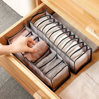 Closet Underwear & Bra Organizer Box – Foldable Non-Woven Drawer Divider for Socks, Ties & Scarves