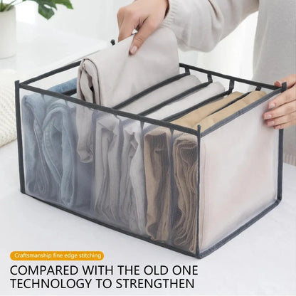 Foldable Clothing Drawer Organizer – Multi-Grid Nylon Storage Box for Jeans, Socks, Bras & Ties