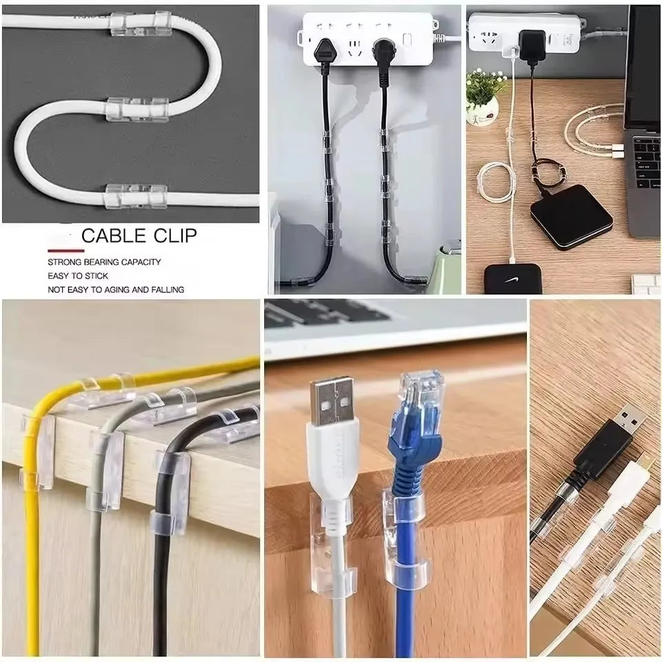 Cable Clips Wire Holder – Self-Adhesive Cord Management Clamps for Home, Office & Car (5 to 60-Pack)