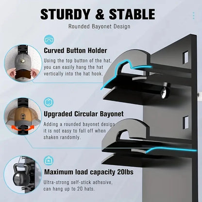 Baseball Cap Organizer – 10-Grid Rotating Hat Rack for Closet, Door & Wall Storage