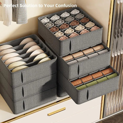 Closet Underwear & Sock Organizer Box – Foldable Fabric Drawer Divider for Ties, Belts & Scarves