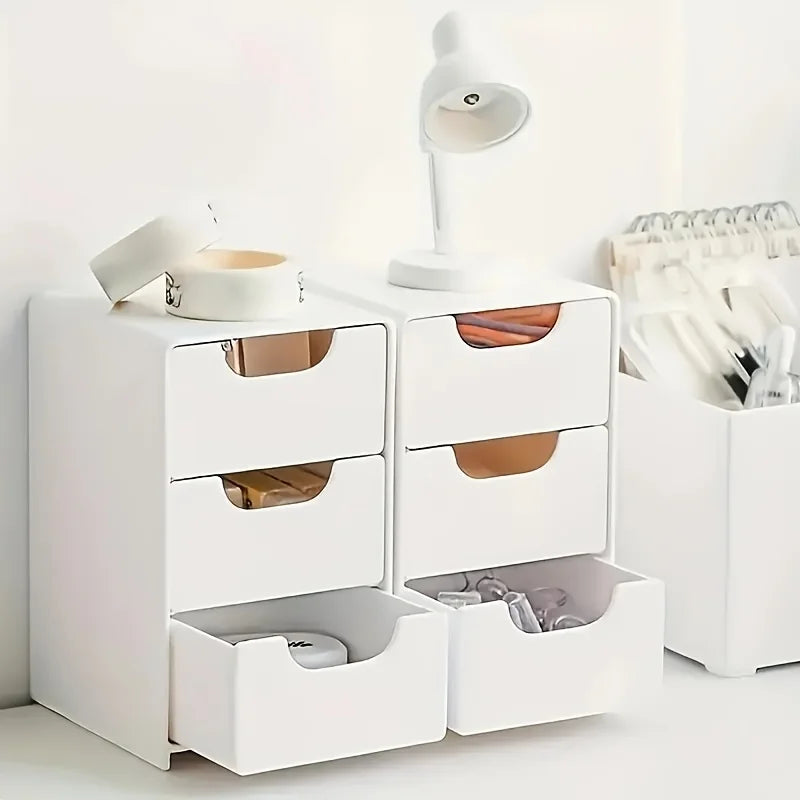 3-Tier Desk Organizer with Drawers – Portable Storage Box for Office Supplies, Jewelry & Cosmetics