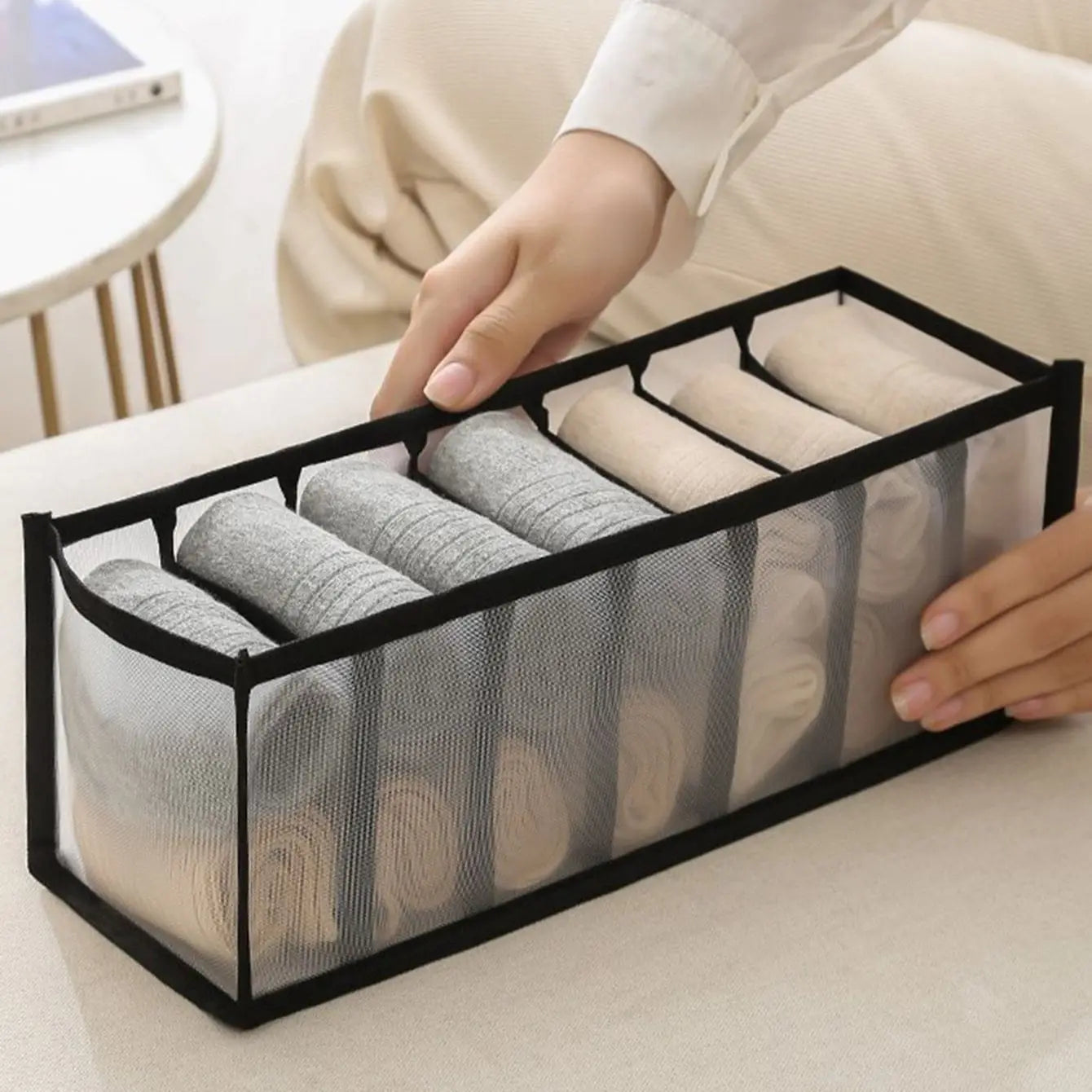 Foldable Drawer Organizer – 7/9/11 Grid Storage Box for Socks, Underwear, Bras & Jeans