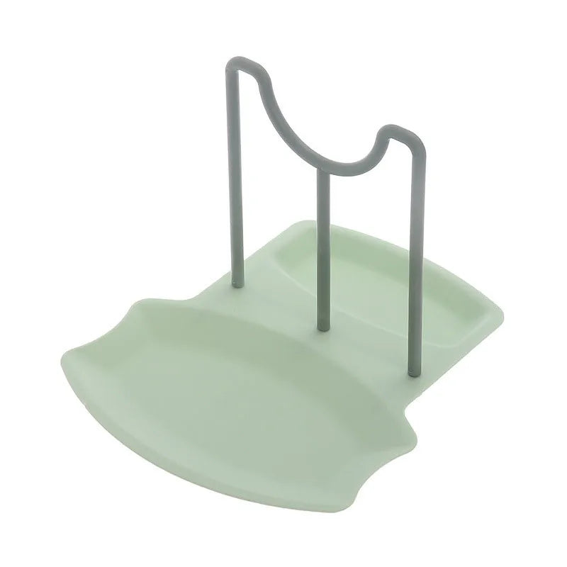 Countertop Pot Lid & Pan Organizer Rack – No-Drill Drying Stand with Spoon Rest