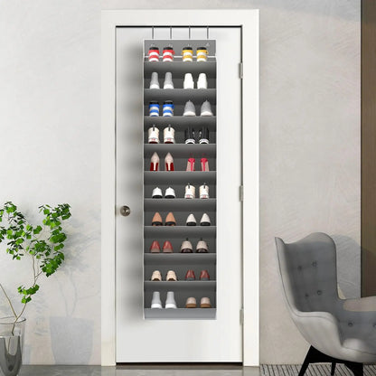 Over the Door Shoe Organizer – 10-Tier Hanging Rack with Deep Pockets, Holds 20-30 Pairs