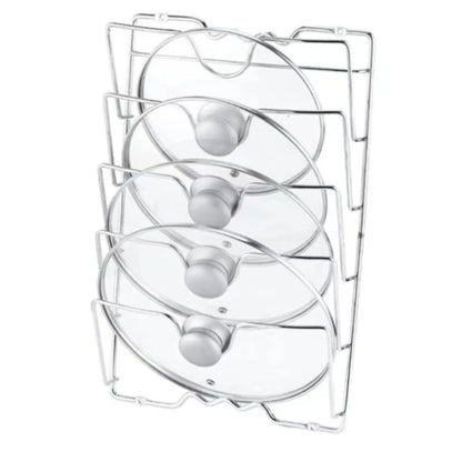 Wall-Mounted Pot Lid Organizer Rack – 5-Layer Iron Kitchen Storage for Lids & Utensils