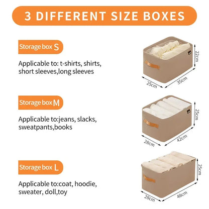 Clothes Storage Organizer Bag – Foldable Non-Woven Wardrobe Box for Pants, Sweaters & Jeans