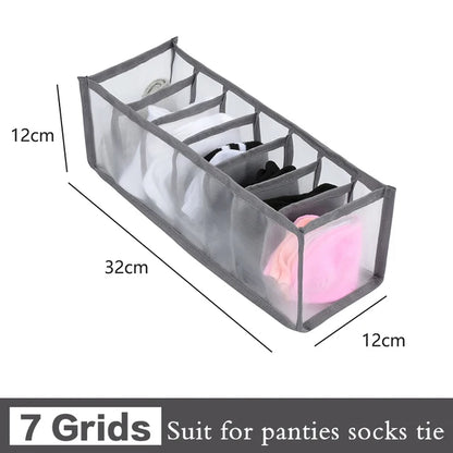Foldable Clothing Drawer Organizer – Multi-Grid Nylon Storage Box for Jeans, Socks, Bras & Ties