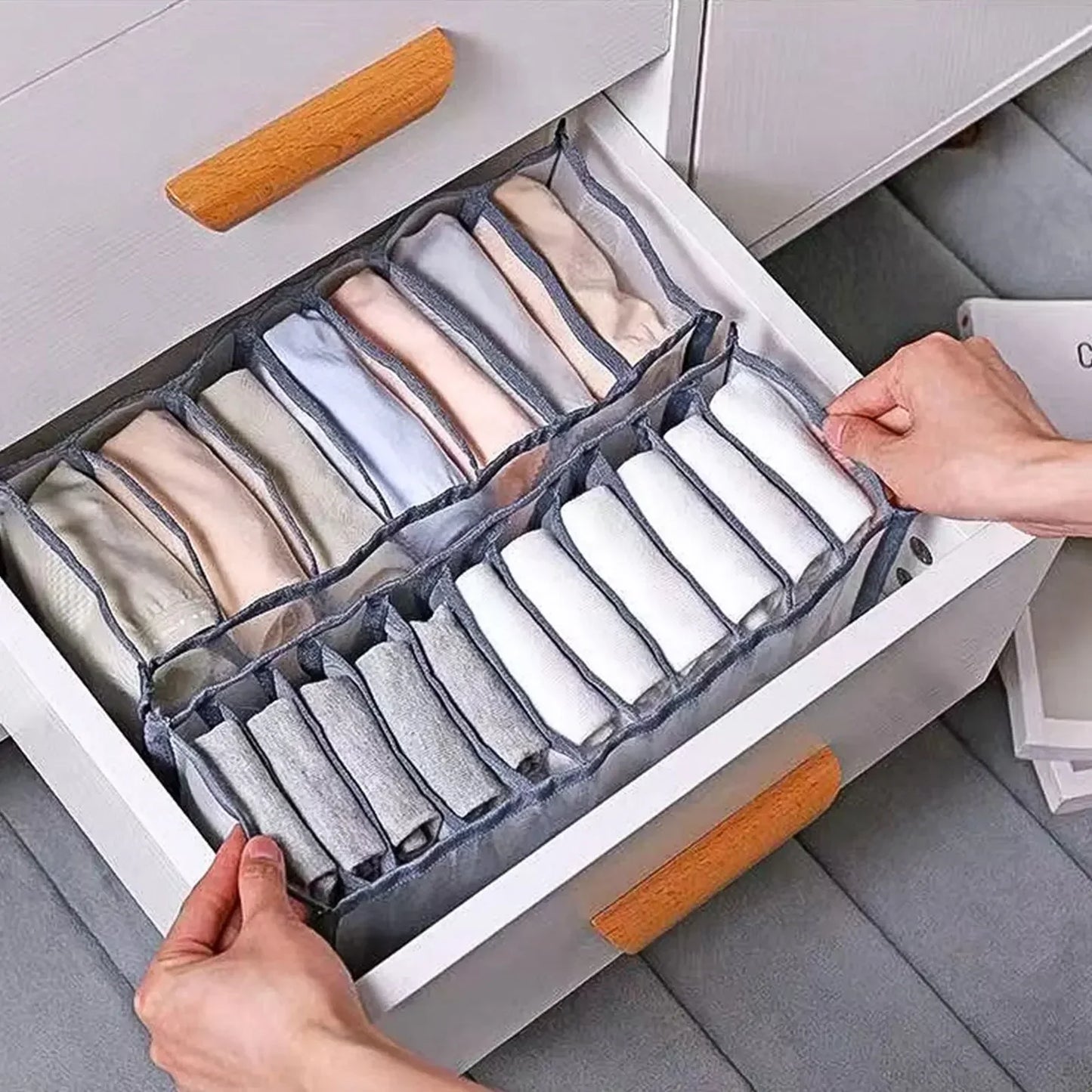 Closet Underwear & Bra Organizer Box – Foldable Non-Woven Drawer Divider for Socks, Ties & Scarves