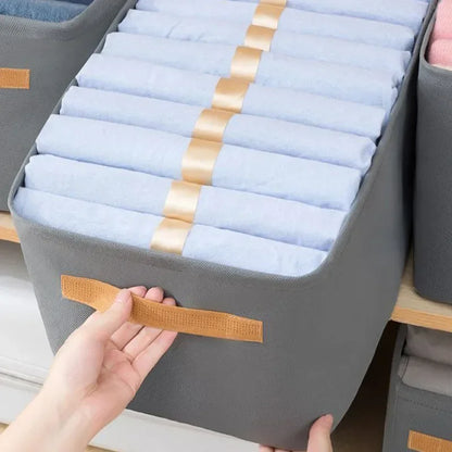 Clothes Storage Organizer Bag – Foldable Non-Woven Wardrobe Box for Pants, Sweaters & Jeans