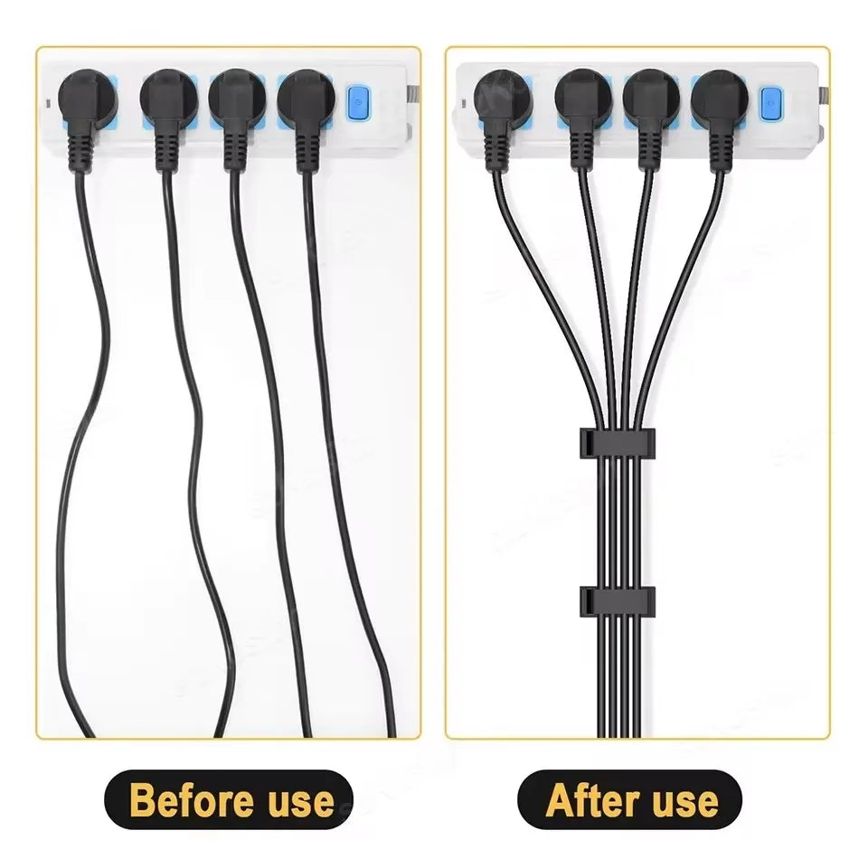 Self-Adhesive Cable Organizer Clips – 10-Pack Cord Management Clamps for Home, Office & Car