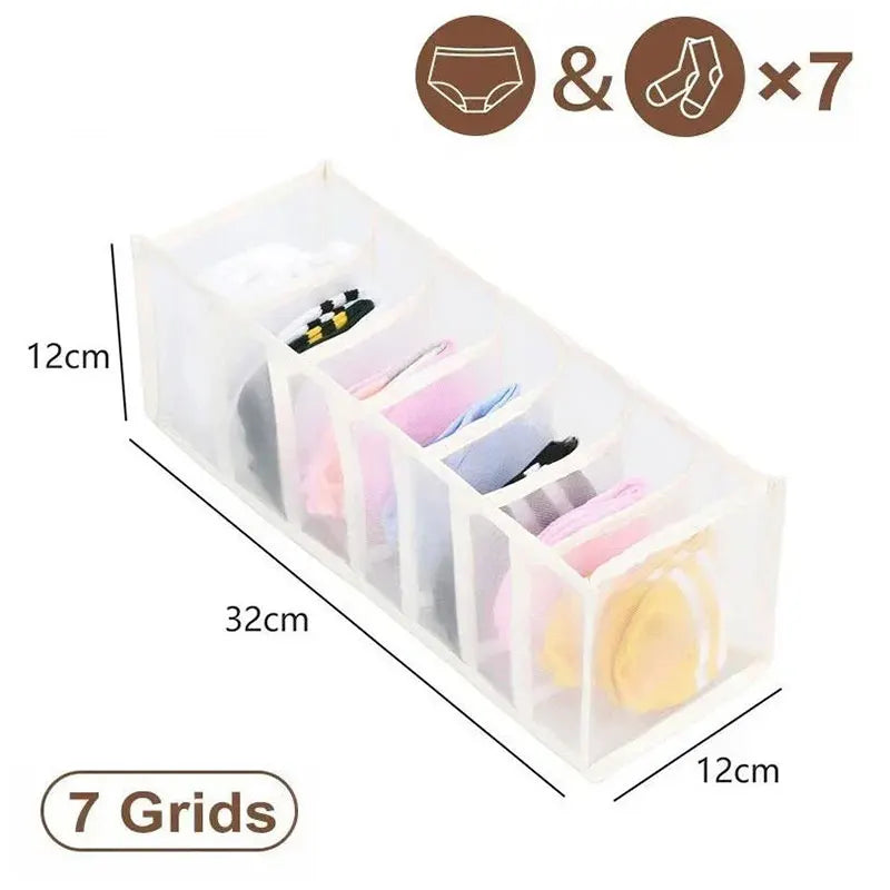 Closet Underwear & Bra Organizer Box – Foldable Non-Woven Drawer Divider for Socks, Ties & Scarves