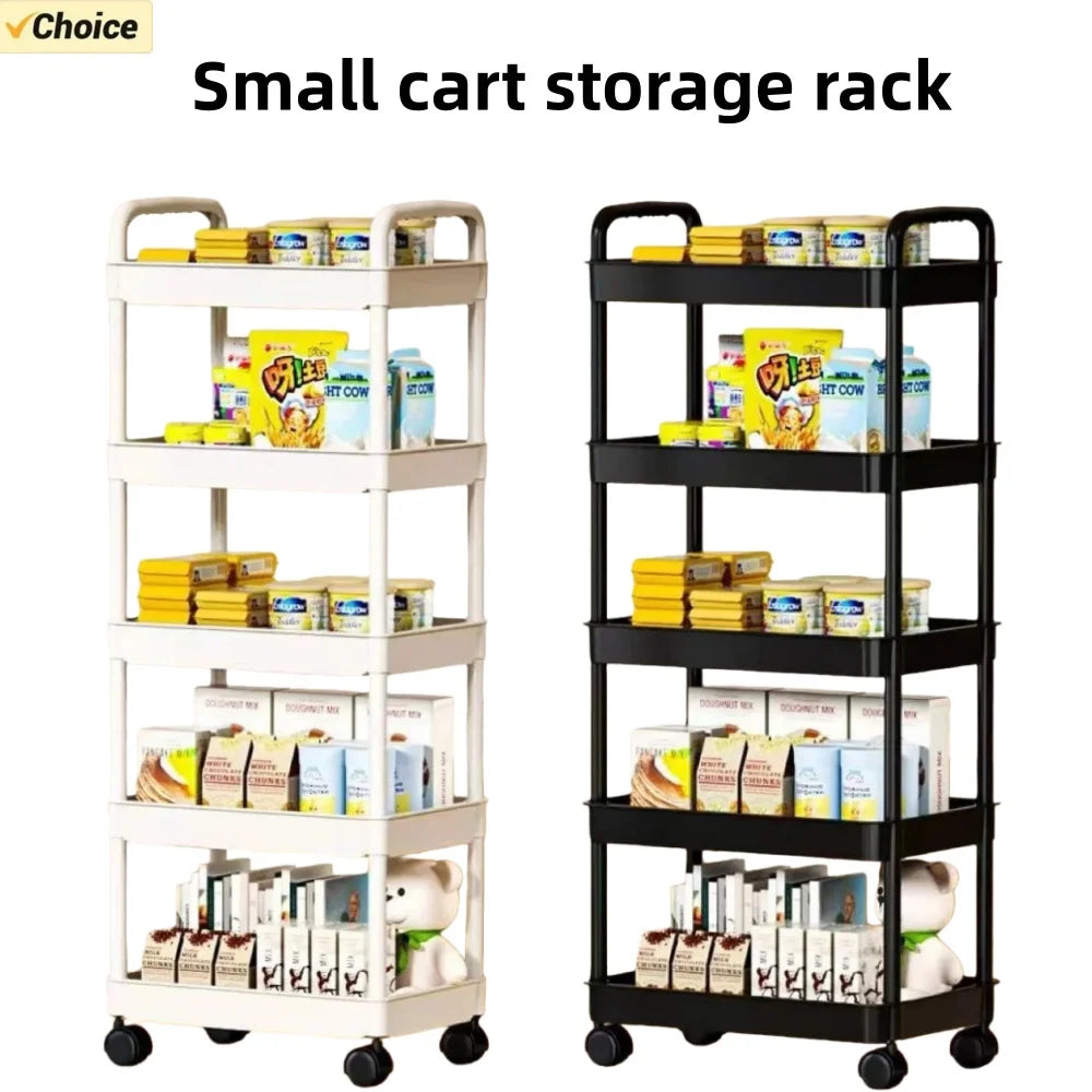 5-Tier Kitchen Storage Shelf – Freestanding Rolling Trolley Rack for Pantry, Snacks & Produce